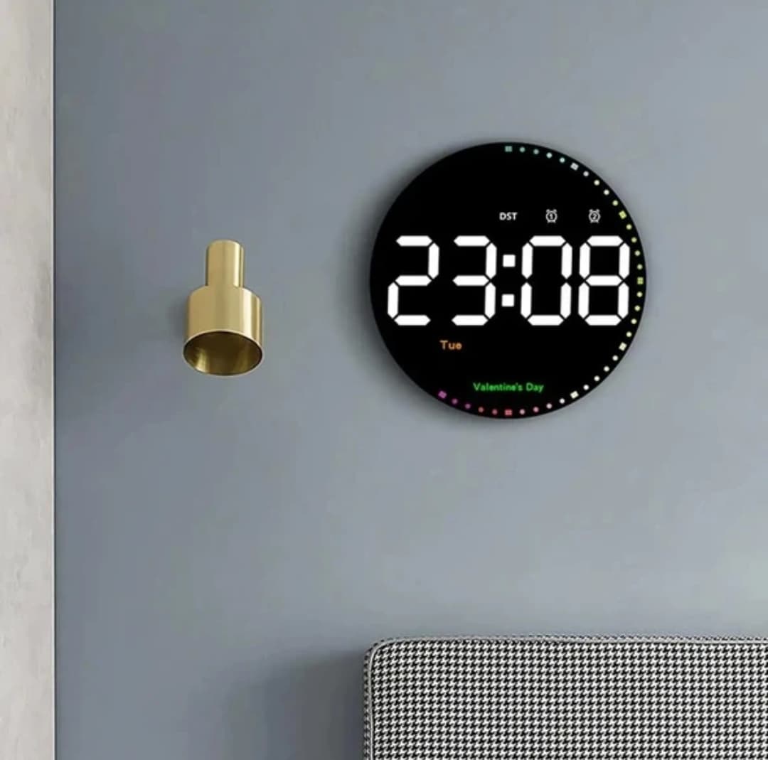 Daily Tech Yuvarlak Kumandalı Dijital 10 İnç Duvar Saati Parlaklık Çalar Saat Dekor İçin Masa Saat
